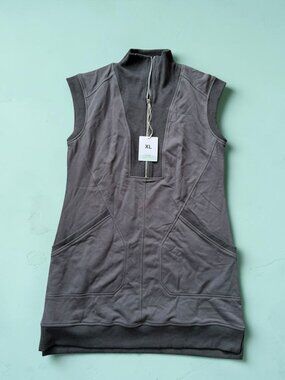 GRAY Quarter Zip Casual Lounge Dress Sz XL NEW NWT